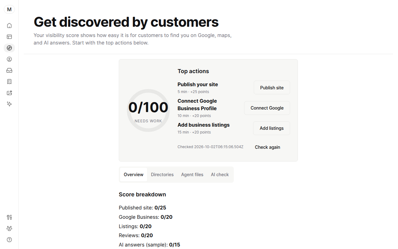 The SEO & GEO screen